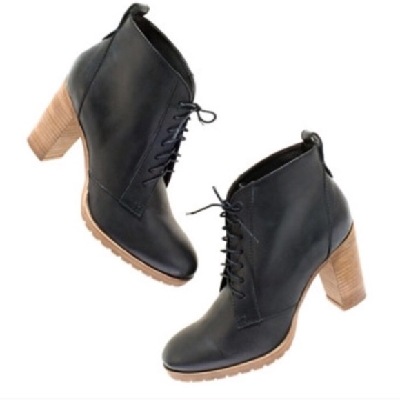 stacked heel lace up booties